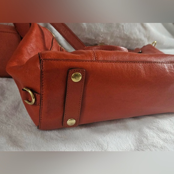 Coach Orange Coral Genuine Leather Satchel Handbag Purse G1273-F19247 12” X 7.5” - Picture 4 of 14